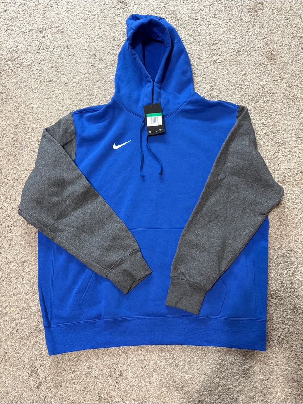 Nike Royal Blue Hoodie with Gray Sleeves